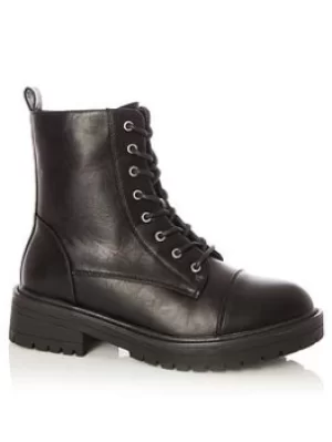 Image of Quiz Lace Up Chunky Hiker Boots, Black, Size 3, Women