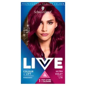 Image of Schwarzkopf LIVE Intense Colour +Lift L76 Ultra Violet Hair Purple