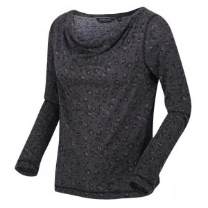 Image of Regatta Frayda Long Sleeve Cowl Neck T-Shirt - Blk Leopard