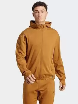 Image of adidas Yoga Base Training Aeroready Full-zip Hoodie - Gold, Size S, Men