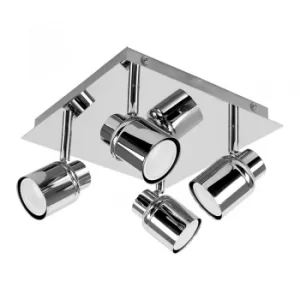 Image of Benton Modern IP44 4-Way Square Ceiling Light in Chrome
