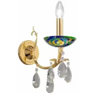 Image of VICTORIA 2 crystal wall light 24K Gold 1 bulb Aqua Blue