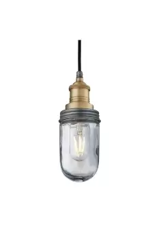 Image of Brooklyn Outdoor & Bathroom Pendant, Brass Holder, Pewter Ring