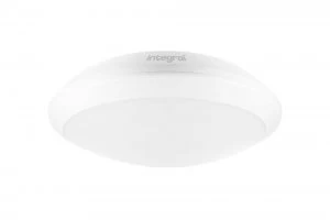 LED Flush Ceiling Light Bulkhead 24W 4000K 2400lm IK10 3hr Emergency Matt White IP66