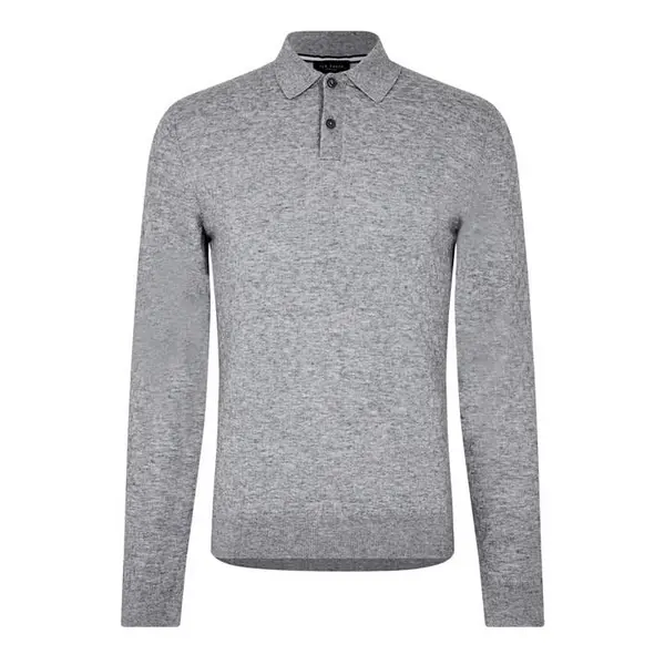 Image of Ted Baker Morar Knit Polo Shirt Long Sleeve Polos S (2) Blue 54400318350