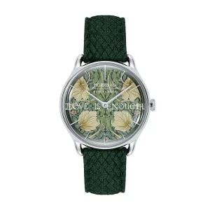 image of August Berg x Morris & Co Fennel Silver Pimpernel Green Perlon 30Mm Watch M1PL0530E19VGN7