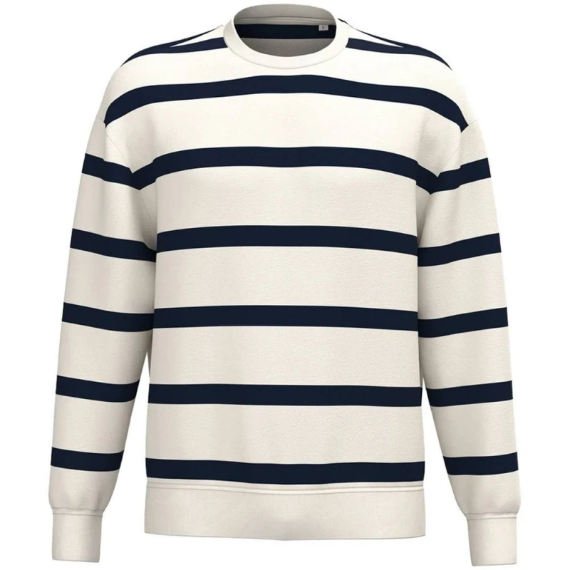 Image of Native Spirit Mens Striped Sweatshirt in Ivory Size: 2XL Ivory Male 2XL