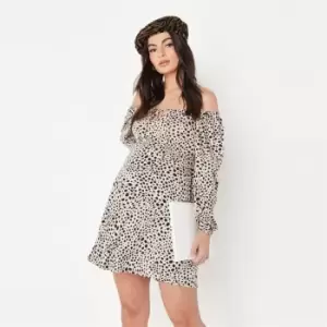 image of Missguided Jersey Fitflare Dress Animal - Nude