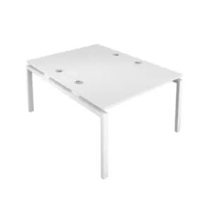 Image of Telescopic Sliding 2 Person White Bench with Cable Port - 1200 X 800 - White Frame