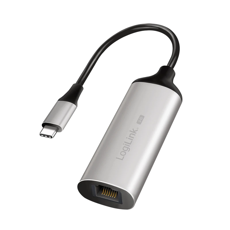 Image of LogiLink USB Adapter. USB 3.2. USB-C to 5G Gigabit Ethernet. aluminum