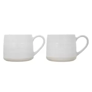 image of Farmhouse Heart Stoneware Mugs, Set of 2, 380ml White