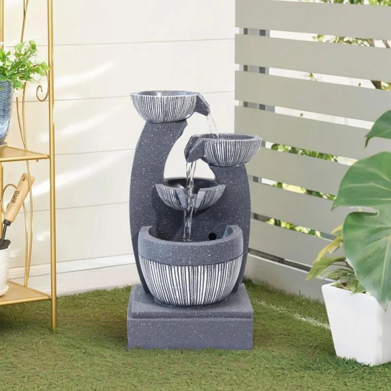 Image of Breeins Electric Freestanding Fountain Rockery Decor Black unisex One size