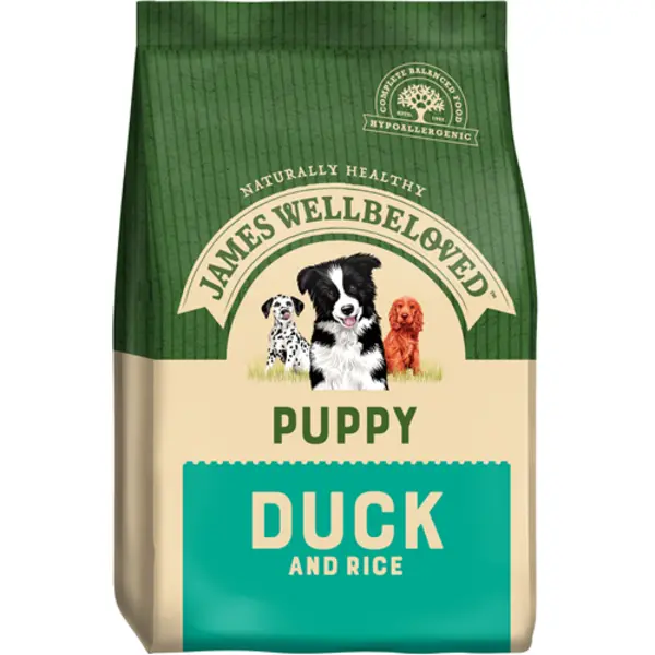 image of James Wellbeloved Puppy Duck and Rice Dry Dog Food 15kg