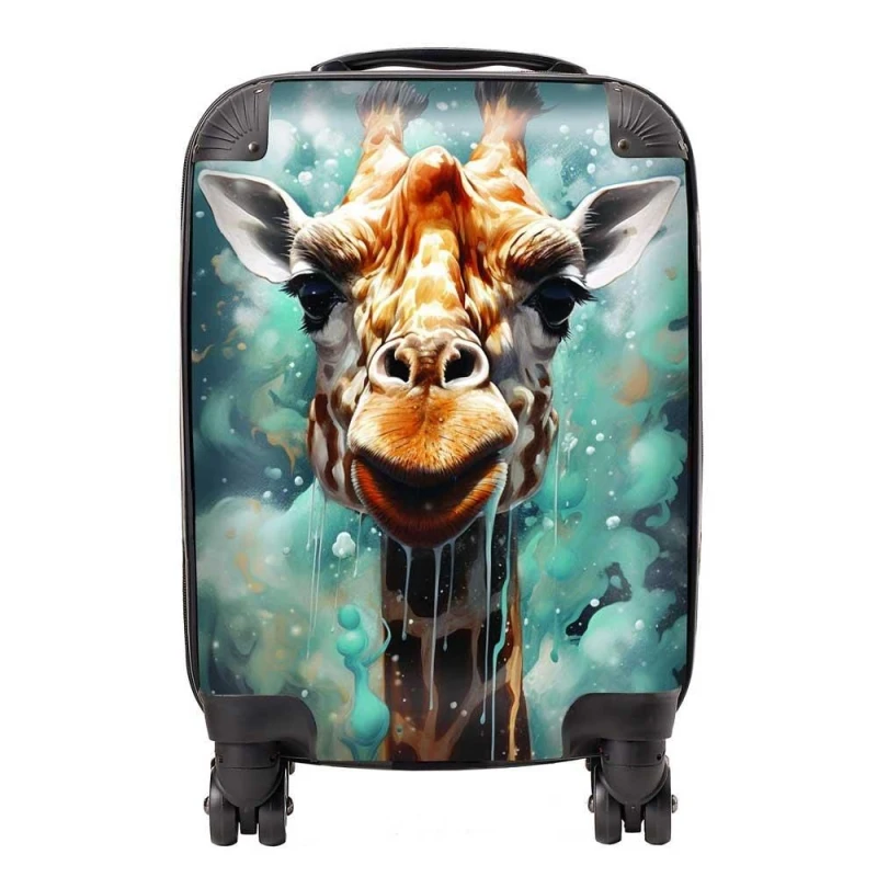 Image of Warren Reed - Designer Splashart Giraffe Face Suitcase in Grey Size: Large Grey Unisex Large