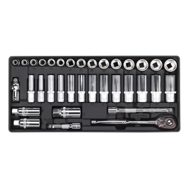 Image of Sealey TBT20 Tool Tray Socket Set 35pc 3/8Sq Drive