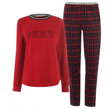 image of DKNY Fleece Pyjama Set - REDMULTI - 628