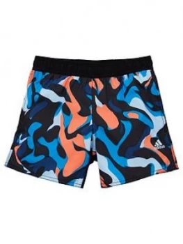 image of Boys, adidas Primeblue Swim Shorts - Black, Size 11-12 Years