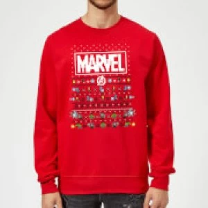 Image of Marvel Avengers Pixel Art Christmas Sweatshirt - Red - L