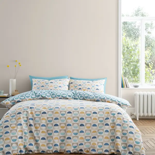 Image of Bianca Hans Retro Spot 200 Thread Count Cotton Natural Duvet Cover and Pillowcase Set Natural