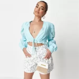 image of Missguided Petite Broderie Top - Blue