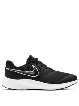 image of Nike Star Runner 2 Junior Trainers - Black/White, Size 4