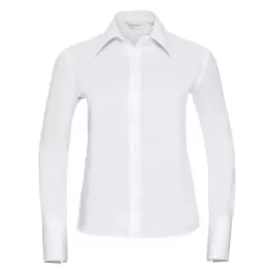 Image of Russell Collection Ladies/Womens Long Sleeve Ultimate Non-Iron Shirt (3XL) (White)
