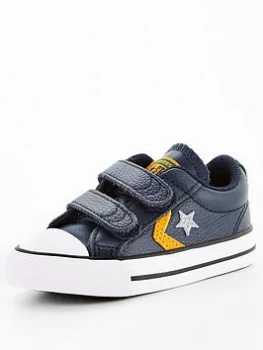 image of Converse Star Player Ox 2v Leather Infant Trainer - Grey/Yellow, Grey/Yellow, Size 5