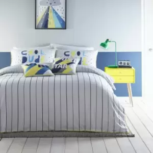 Image of Appletree Kids Billie Stripe Print 100% Cotton Duvet Cover Set, Navy, Single