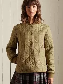 Image of Superdry Quilted Liner Jacket - Green, Size 10, Women