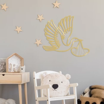Image of Stork - Gold Gold Decorative Metal Wall Accessory