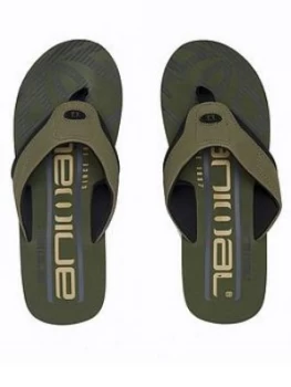Image of Animal Jekyl Logo Too Flip Flops - Olive Green, Olive Green, Size 9, Men