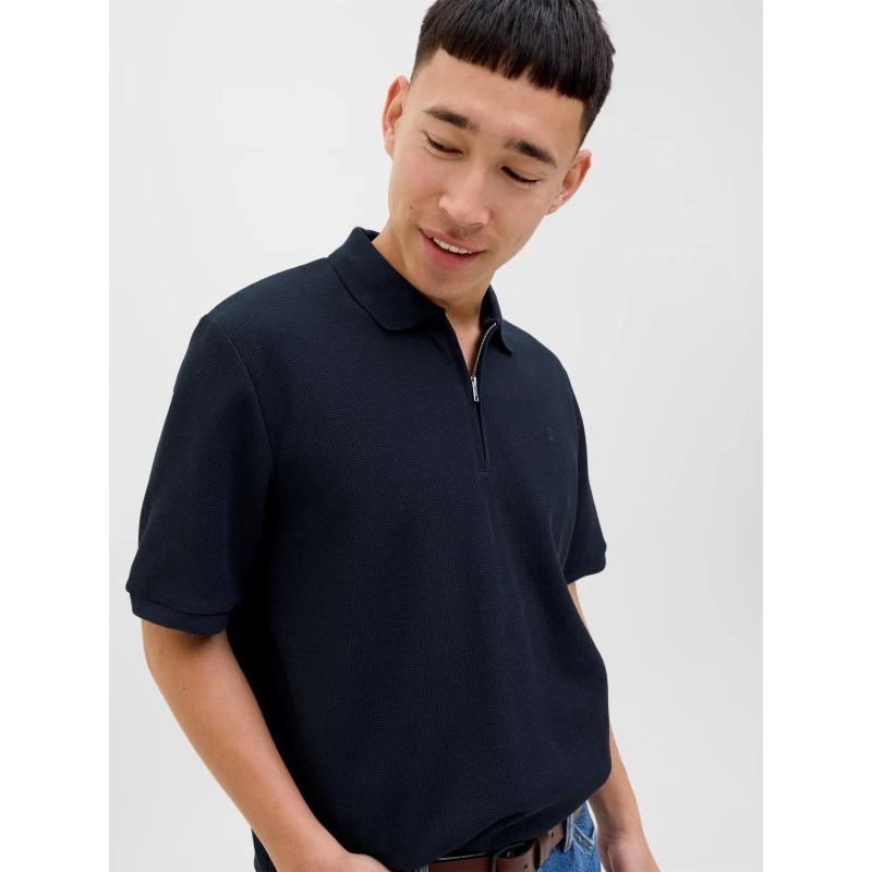 Image of Jack and Jones Austin Zip Polo Mens Navy Blazer male L