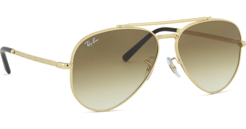 Image of Ray-Ban Ray-Ban Men Aviator Polished Gold Light Brown Gradient RB3625 New Aviator Gold One Size Male 8056597948401