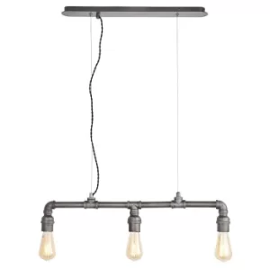 Image of Pipe 3 Light Pendant Bar Light Aged Pewter Paint, E27