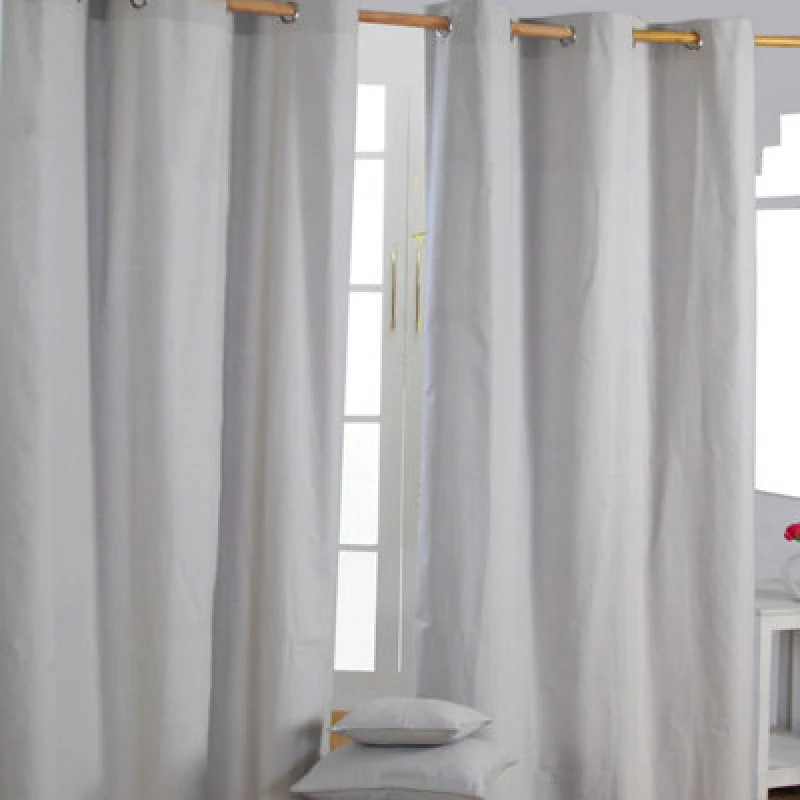 Image of Homescapes Plain Off Grey Cotton Eyelet Curtains 117 X 137 Cm