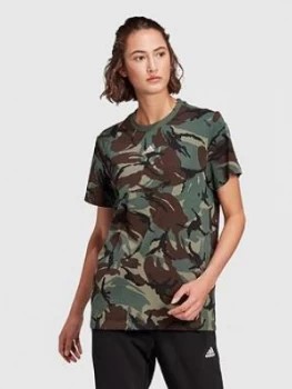 adidas Essentials Camo T-Shirt - Khaki, Size XL, Women