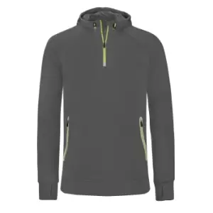 image of Proact Mens Hooded Zip Neck Sweatshirt (L) (Dark Grey)