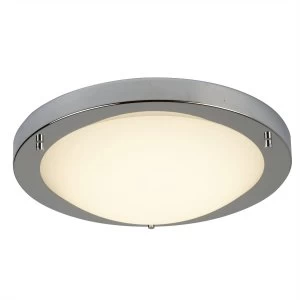 Image of LED Small Round Bathroom Flush Ceiling Light Satin Silver, White IP44