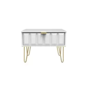 Image of Welcome Furniture Cuba 1 Drawer Midi Chest With Legs - White Matt