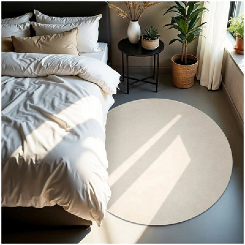 Image of Tectake Rug Zonelle - Short Pile And Ultra-Soft, Rectangular Or Round 120 Cm - Cream