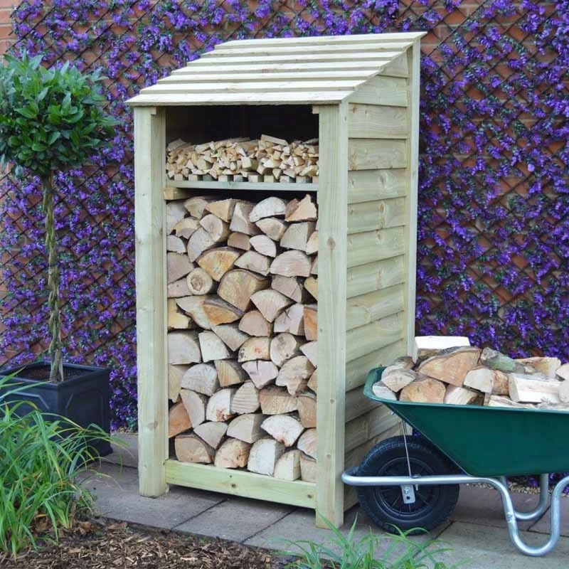Image of Rutland County Garden Furniture Ltd Burley 6ft Log Store & Kindling Shelf, L80 x W89.5 x H181 cm, Green Green Unisex