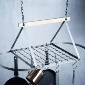 Image of Industrial Kitchen Ceiling Mounted Pot Rack Silver