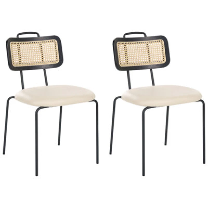 Image of Beliani Set Of 2 Dining Chairs Adelanto Metal Light Beige