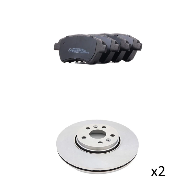 Image of RIDEX 3405B3098 Brake disc and pads set Front Axle, Brake Disc Type: internally vented, not prepared for wear warning indicator Low-Metallic Brake Set