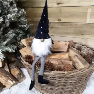 Image of 50cm Bearded Christmas Gonk with Dangly Legs and Starred Hat in Navy