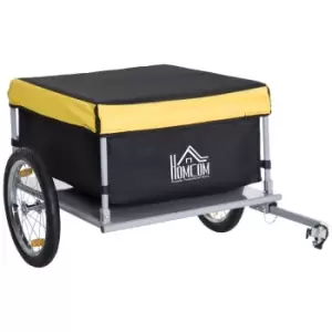 image of HOMCOM Bicycle Bike Cargo Trailer Cart Carrier Shopping Yellow And Black