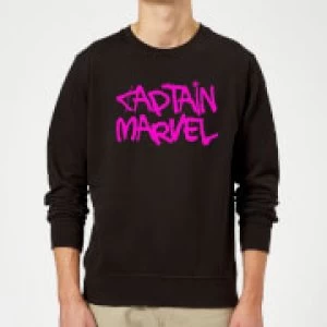 image of Captain Marvel Spray Text Sweatshirt - Black - M