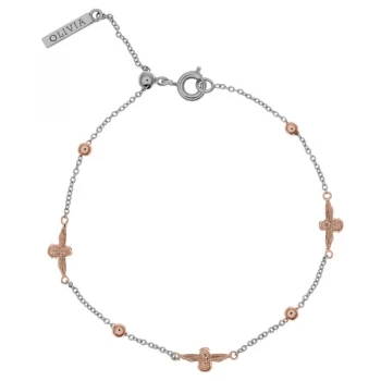 Image of 3D Bee & Ball Chain Silver & Rg Bracelet