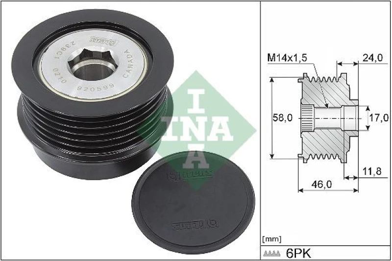 Image of Alternator clutch pulley INA 535 0355 10