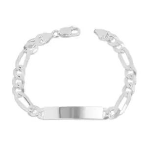 image of JG Signature Silver Heavyweight ID Bar Figaro Chain Bracelet